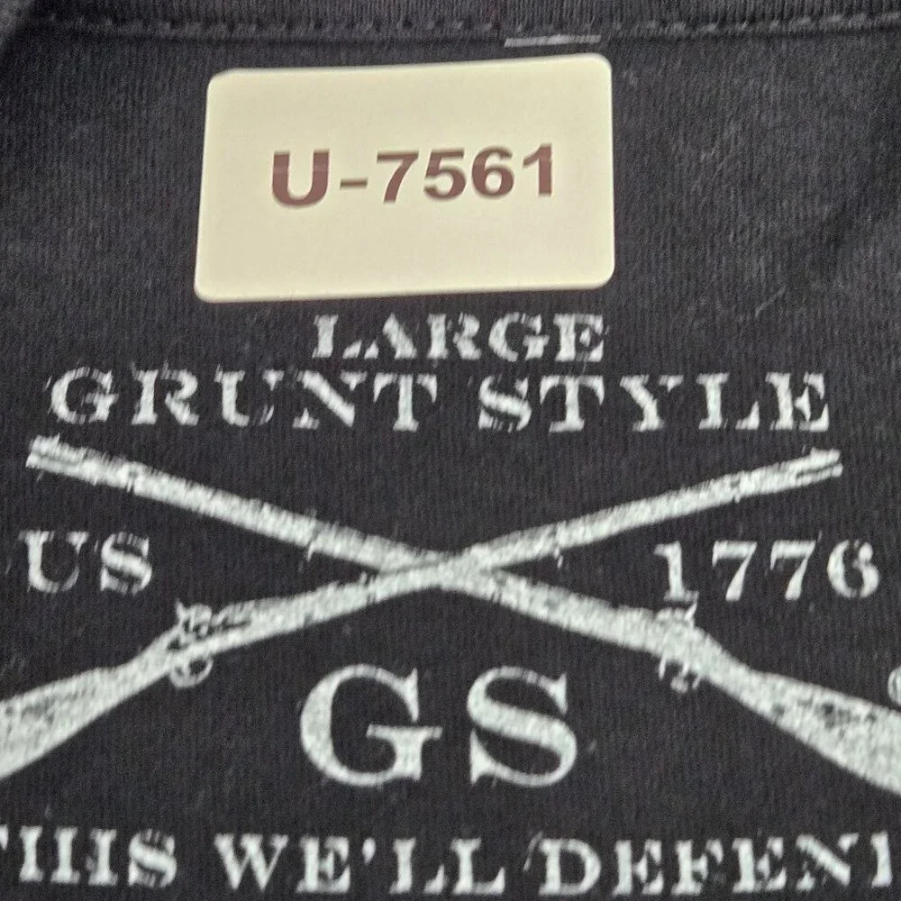 Grunt Style Men Shirt LARGE Black Alcohol Tobacco Firearms Grunge‎ Logo Short